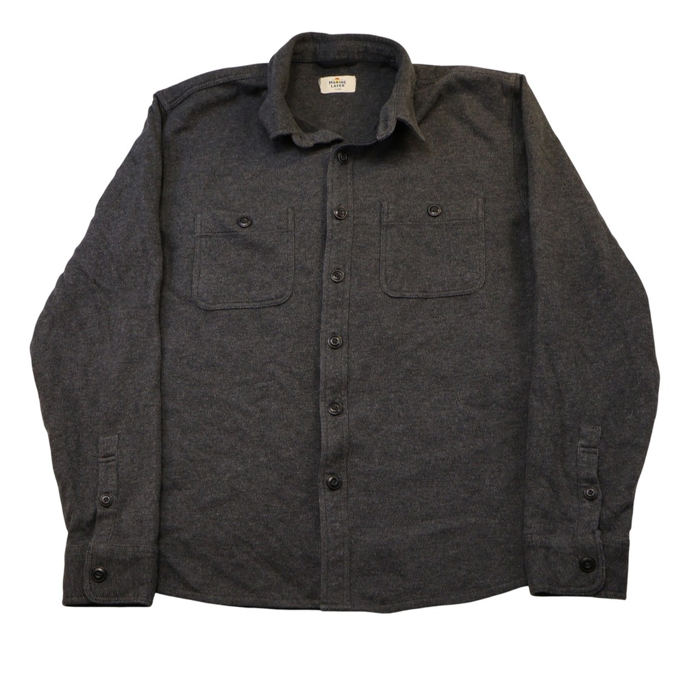Marine Layer Mens Marge Button Down Shirt Charcoal Grey Fall 2024 Style 14782